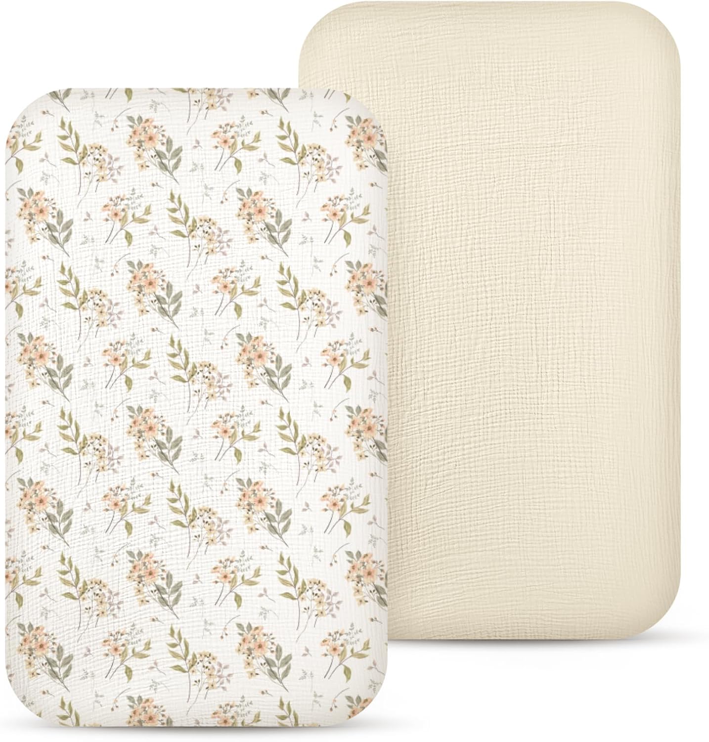 lulumoon Muslin Bassinet Sheets for Baby: Soft Bedside Sleeper Bassinet Fitted Sheets for Boys and Girls