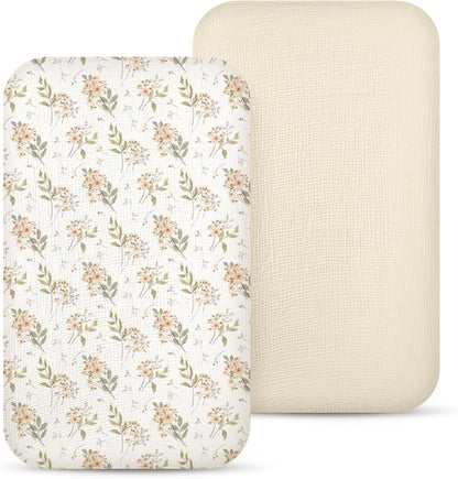lulumoon Muslin Bassinet Sheets for Baby: Soft Bedside Sleeper Bassinet Fitted Sheets for Boys and Girls