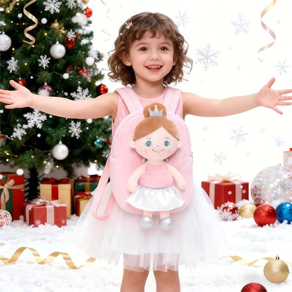 Gloveleya Toddler Backpack with Rag Doll Baby Gifts Angel Girl Pink
