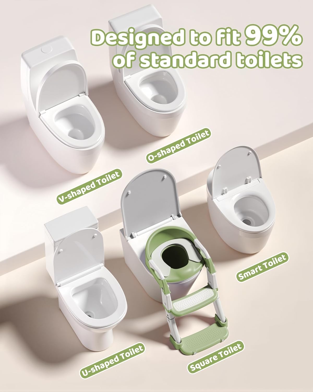 3-in-1 Potty Training Seat & Training Toilet & Potty Chair, Height AdjustableToddler Toilet Seat for Kids, Foldable Potty Training Toilet with Splash Guard & Anti-Slip Steps (Gray)