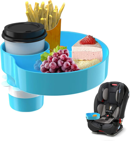 [2 Packs] Kids Car Seat Tray, Travel Tray with Cup Holder for Toddler Baby, Kids Car Seat Food Snack Organizer for Road Trip, Stroller snack Organizer Travel Must Haves Toddler Must Haves (Black)