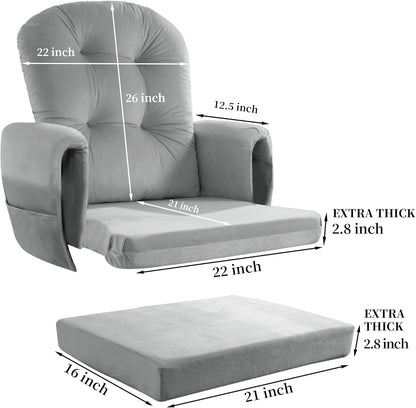 HOMBYS Glider Rocker Replacement Cushions 5 PCS with Storage Side Pocket, Velvet Fabric, Foam & Microfiber Filling, Non-Slip & Washable,Thickened & Supportive for Glider Rocking Chair
