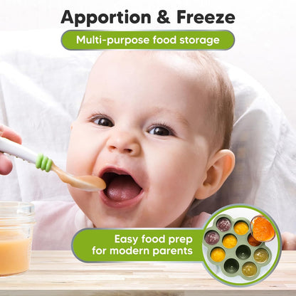 KeaBabies Silicone Food Freezer Trays with Lid, 2oz x 10 Pods Baby Food Storage Containers, Easy Puree Meal Prep, Breast Milk Silicone Freezer Molds, Dishwasher, Microwave Safe, BPA-Free (Chai Latte)