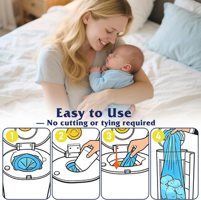 Diaper Pail Refill Bags 40 Pack, Compatible with Arm&Hammer Disposal System, Diaper Bags with Upgraded Odor Lock, Seal and Toss Diaper Pail Refills, Holds up to 1280 Baby Diapers