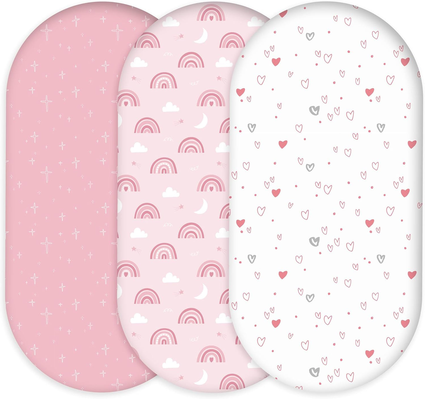 Bedside Sleeper Bassinet Fitted Sheets 20 x 33, 3 Pack Baby Delight Beside Me Dreamer,Babybond,Jimglo,koola,cowiewie,fodoss, Dream On Me Baby Square Bassinet, Pink Animal