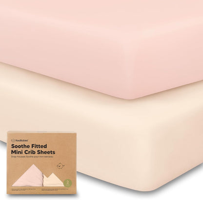 2-Pack Mini Crib Sheets Fitted - 38x26 Pack N Play Sheets for Pack and Play Mattress, Organic Cotton, Soft & Breathable Playard Bedding, Neutral Mini Toddler Bed Cover for Boys, Girls (Dragon Tale)