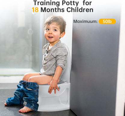 Potty Training Toilet for Baby, Realistic Potty Training Toilet with Soft Seat,Realistic Flushing Sound,Removable Pot,Storage Tank,Toilet Paper Holder,Splash Guard,Non-Slip for Toddler