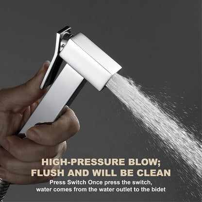 Handheld Bidet Sprayer Square Cloth Diaper Sprayer Brass Bidet Sprayer for Toilet Handheld Bidet Sprayer for Toilet-Adjustable Water Pressure Control(Matte Black)