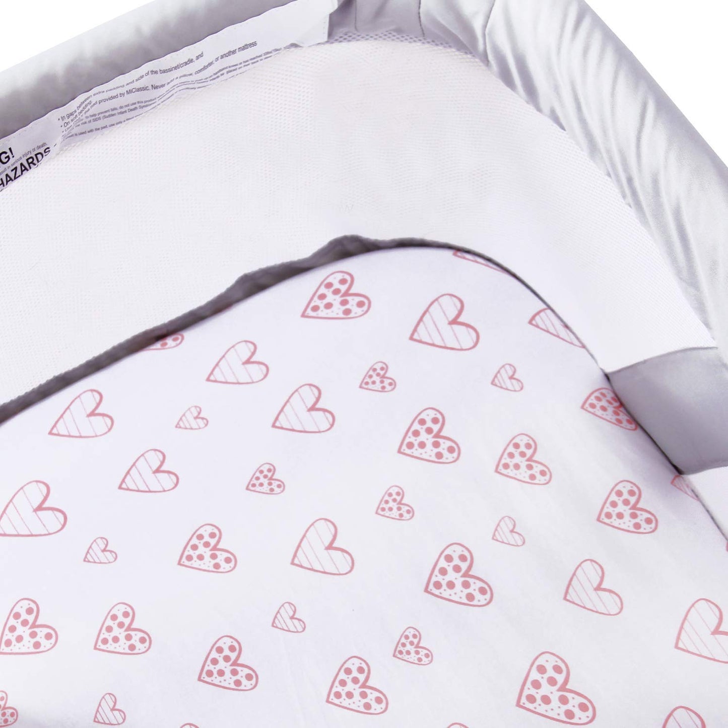 Bassinet Sheets Fit for Simmons Kids By The Bed City Sleeper Bassinet(Twins), Moses Basket and Hospital Bassinet, 100% Cotton, 2 Pack, Gray and White Print - Colors B