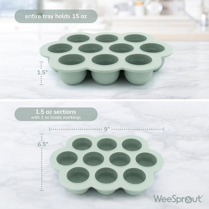 WeeSprout Silicone Freezer Tray with Clip on Lid Perfect Food Storage Container for Homemade Baby Food, Vegetable, Fruit Purees, and Breast Milk (Bright Orange, Ten 1.5 Ounce Sections)