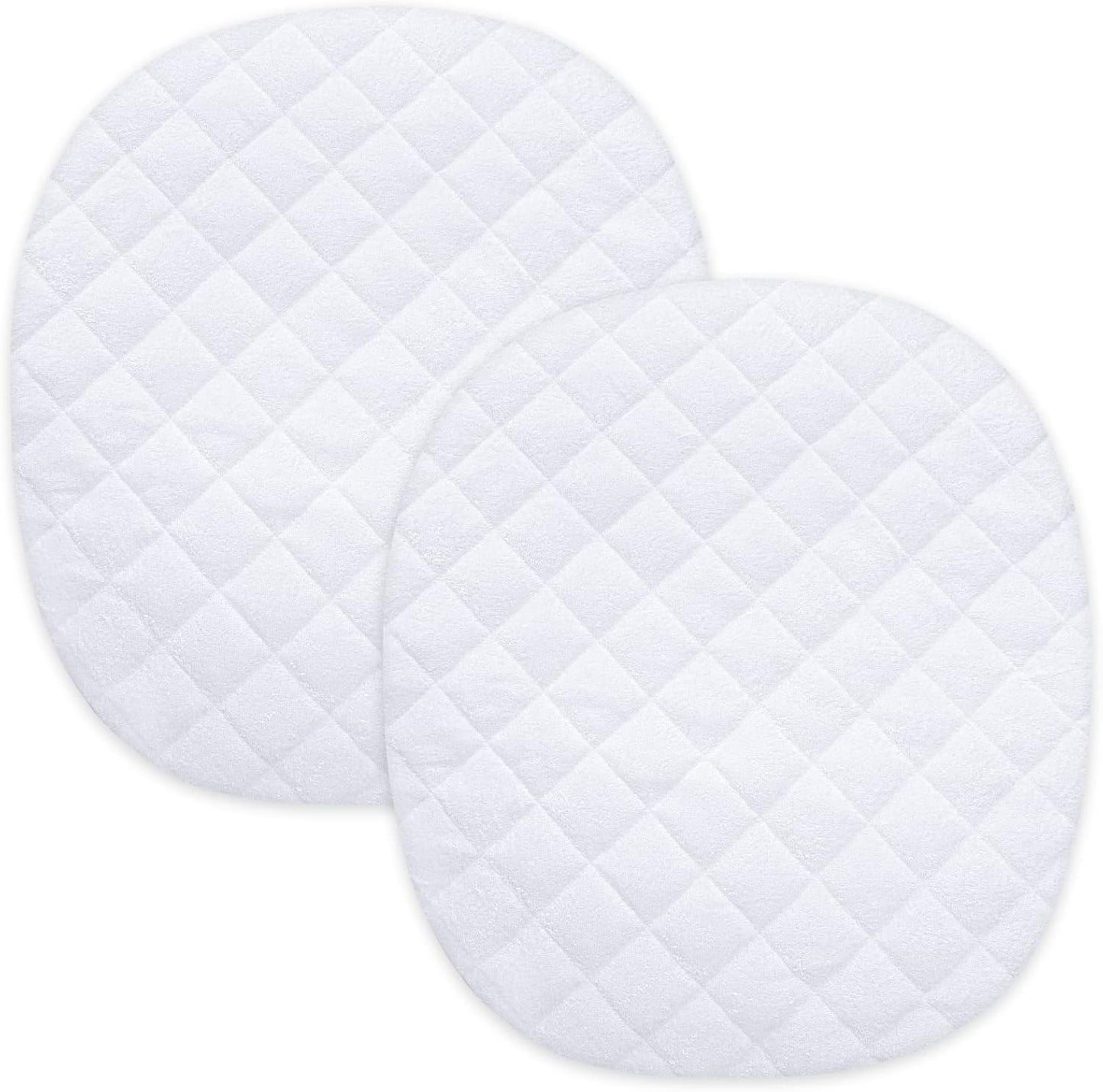 Bassinet Mattress Pad Cover for BCOL and bonbay Baby Bassinet Bedside Sleeper, 2 Pack, Waterproof Quilted Ultra Soft Surface