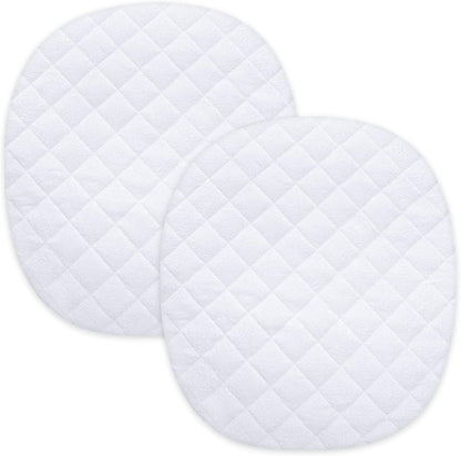 Bassinet Mattress Pad Cover for BCOL and bonbay Baby Bassinet Bedside Sleeper, 2 Pack, Waterproof Quilted Ultra Soft Surface