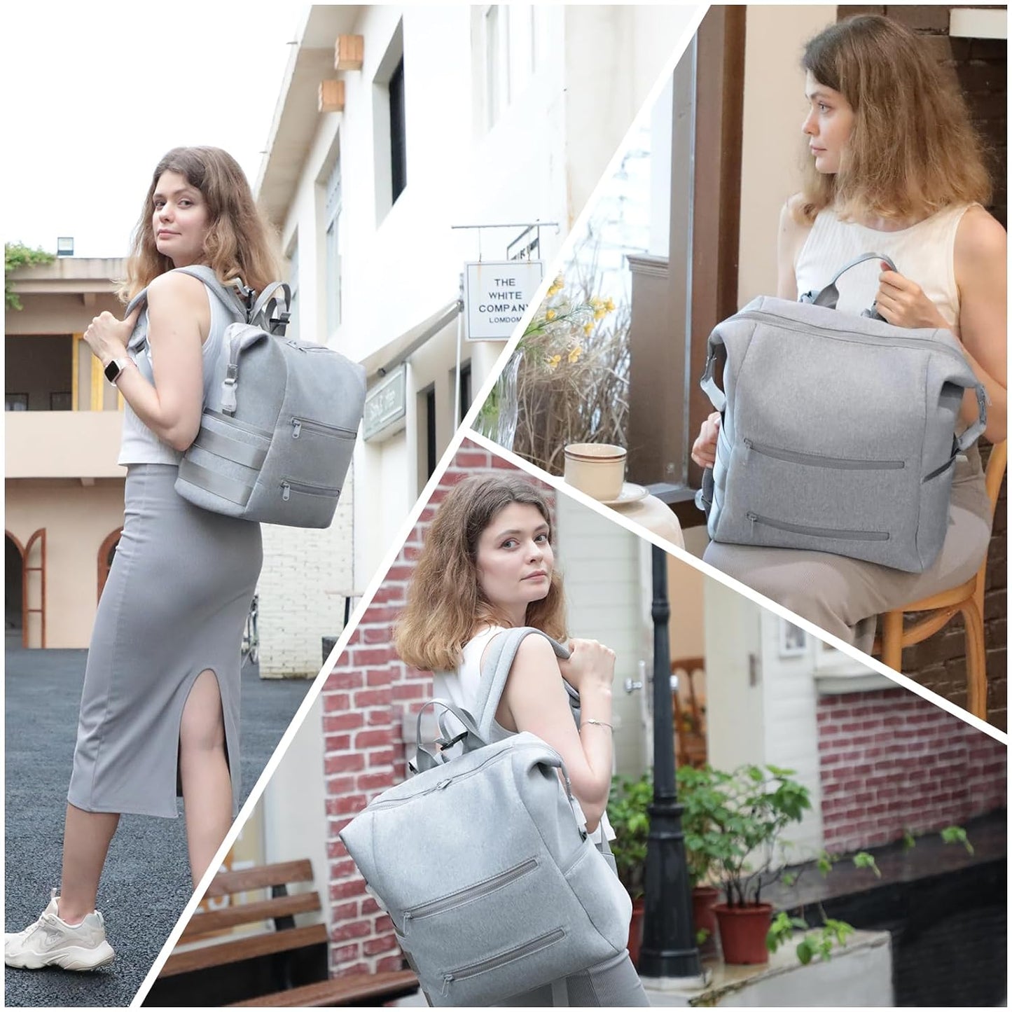 Omanmoli Diaper Bag Backpack,Large Neoprene Baby Bag for Boys Girls with 15 Diaper Bag Organizer,2 Insulated Pockets,Changing Pad,Stroller Straps,Gray