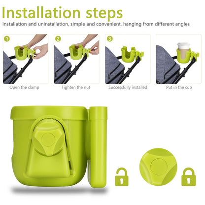 Suranew Adjustable Stroller Cup Holder with Phone Holder for Baby Stroller for Family Members, Walker Purple