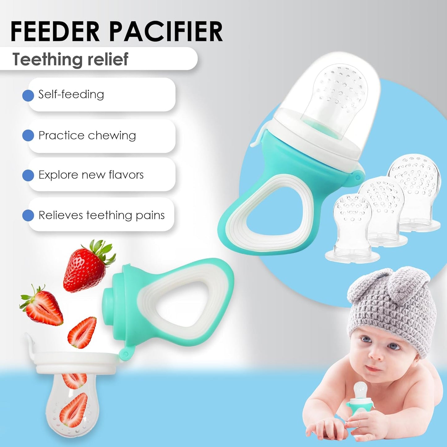 Bluet B- Silicone Baby Feeding Set with Pacifier - Baby Led Weaning Supplies - Baby Spoons, Suction Bowl - Plate - Baby Utensils Set - Silicone Feeding Set for Baby First Foods - 11pcs - Purple