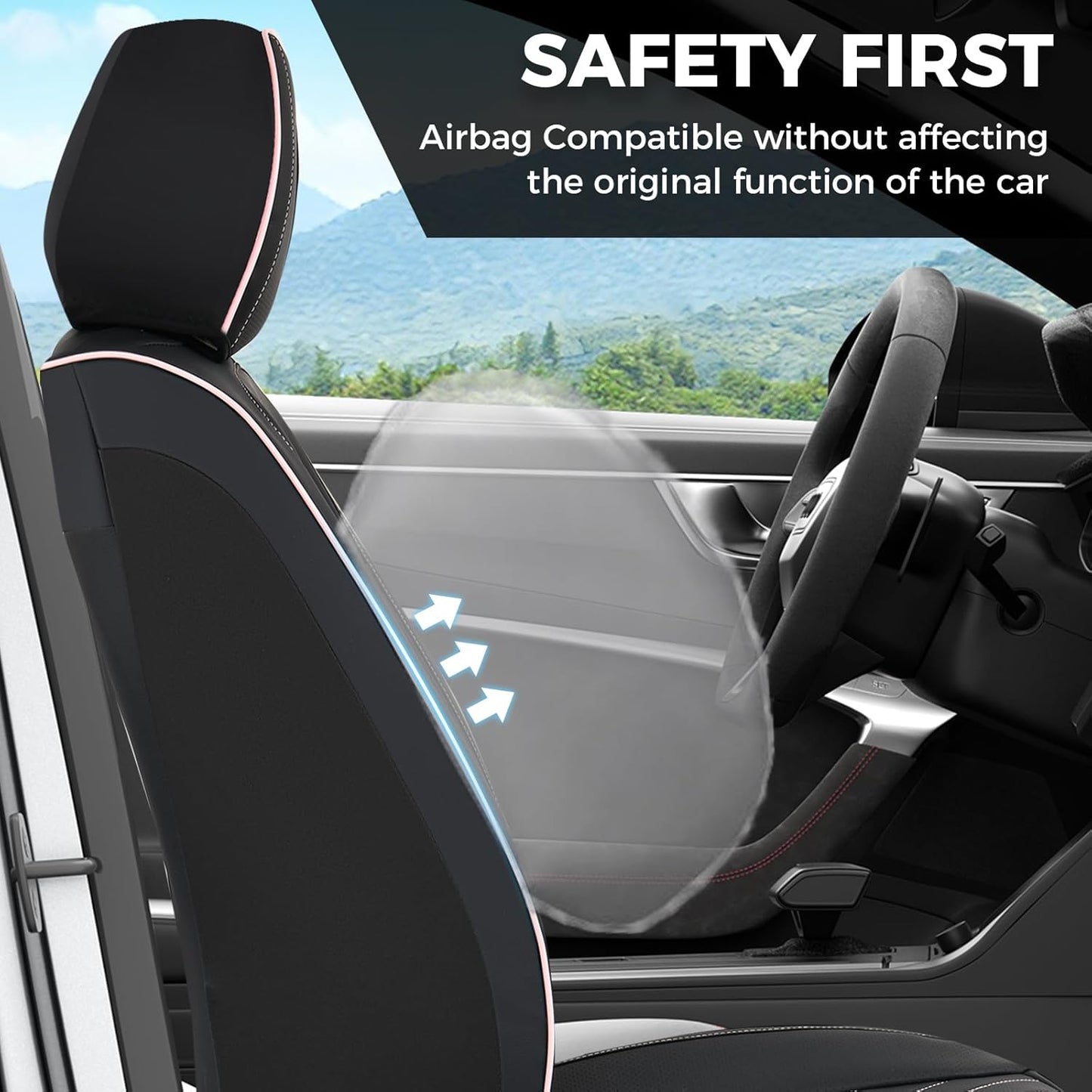 FLORICH Car Seat Covers Front Seat, Leather Seat Covers for Cars, Car Seat Protector Waterproof, Universal Automotive Seat Covers, Front Car Seat Cover Fit for Most Sedans SUV Pick-up Truck