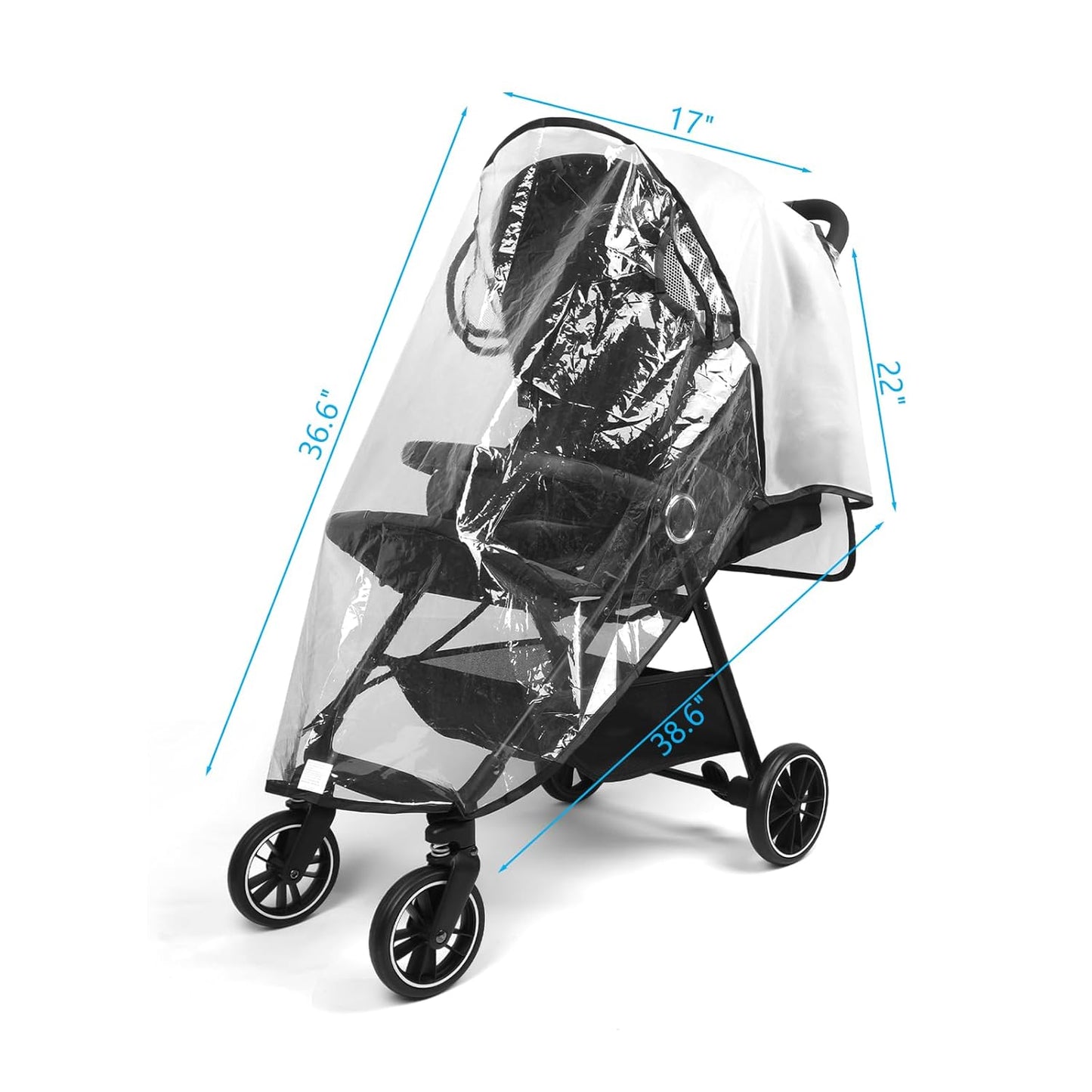 Clear Stroller Rain Cover, Universal Stroller Cover Breathable, Foldable Travel Weather Shield, Waterproof Windproof Baby Stroller Accessories for Trip Use, Daily Walks