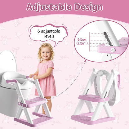 Potty Training Toilet Seat with Steps, 2-in-1 Toddler Toilet Seat for Boys Girls with Splash Guard Soft Anti-Slip Pad,Grey