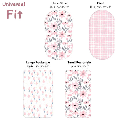 Yoofoss Pack and Play Sheets Fitted, Mini Crib Sheets 2-Pack for Pack N Play Mattress, Stretchy Playard Sheet, Soft and Breathable Green+Giraff