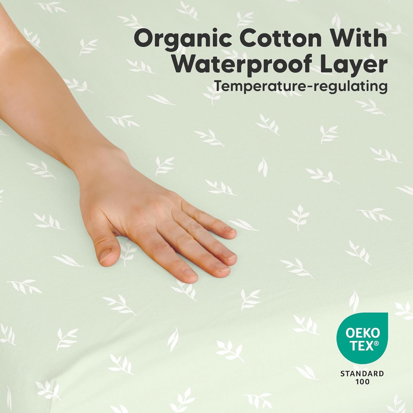 2 Pack and Play Sheets, Waterproof Mini Crib Sheets Fitted - 38x26 Organic Cotton Pack N Play Sheets for Graco Pack and Play Mattress, Playard Baby Crib Sheets,Neutral for Boy,Girl,Toddler(KeaSafari)