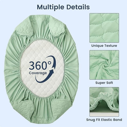david's kids 2 Pack 38''x25'' Waterproof Mini Crib Mattress Protector, Fitted Pack N Play, Playard and Mini Crib Mattresses, Ultra Soft Breathable Pad Cover for Boys Girls Neutral, Grey & Sage Green