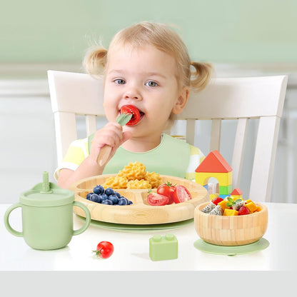 Bamboo Suction Plates for Babies and Bamboo Plates For Kids Baby Feeding and Weaning (Pink)