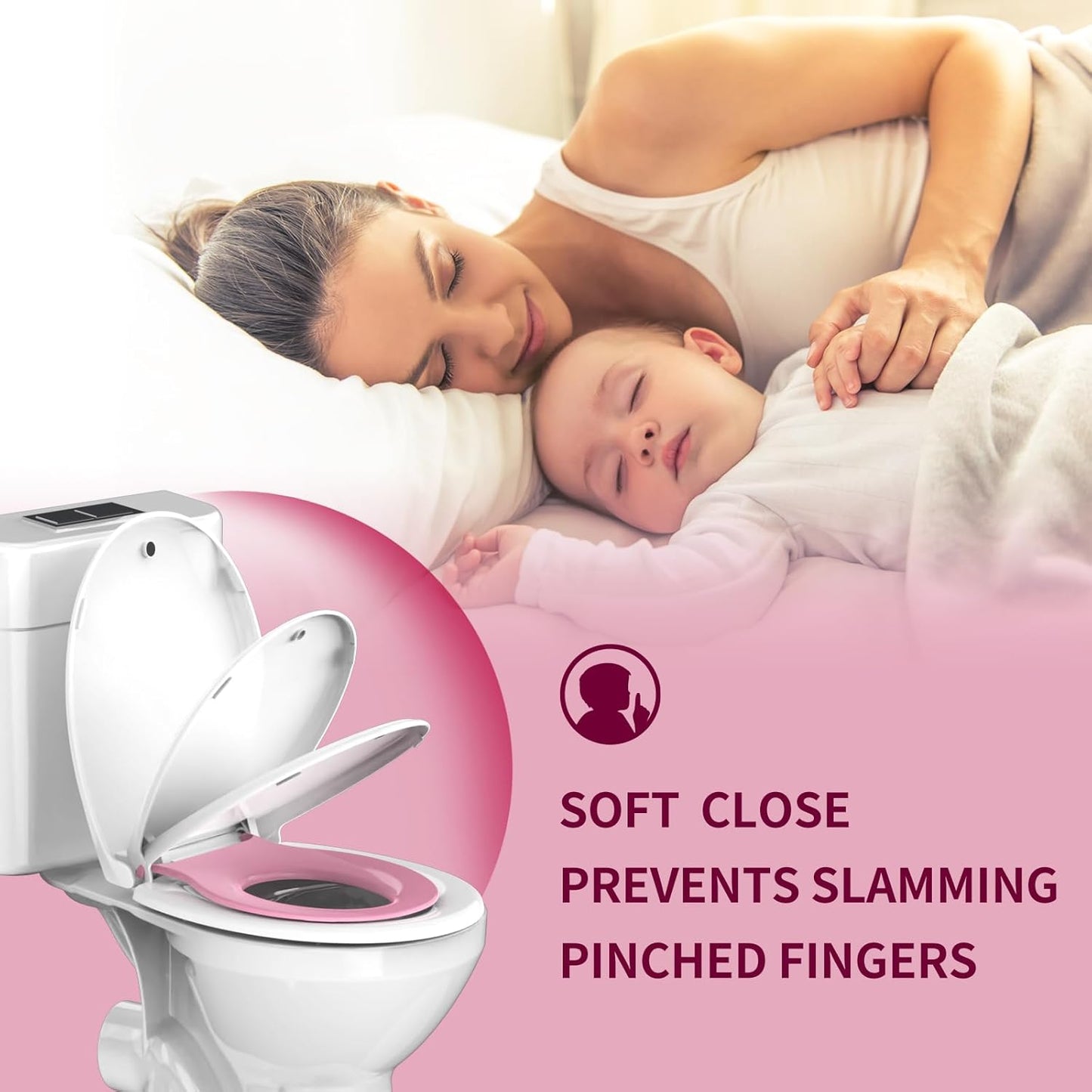 Potty Training Toilet Seat, 16.5" Round White Seat with Built-In Toddler Function, Design for Both Child and Adult,with Detachable Seat Stable .Safe PP Material,Slow Close,Magnets- Round,Easy Install