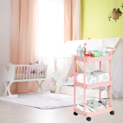 Volnamal Baby Diaper Caddy, Plastic Movable Cart for Newborn Nursery Essentials Diaper Storage Caddy Organizer for Changing Table & Crib, Easy to Assemble, Beige