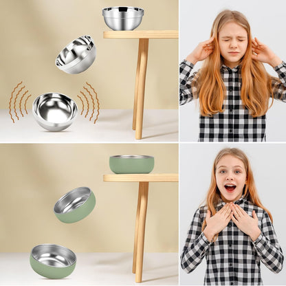ShineMe Stainless Steel Bowls, 6 pack Snack Containers with Removable Colorful Silicone Sleeves, Unbreakable Kids Bowls for Icecream, Soup, Cereal, Yogurt...