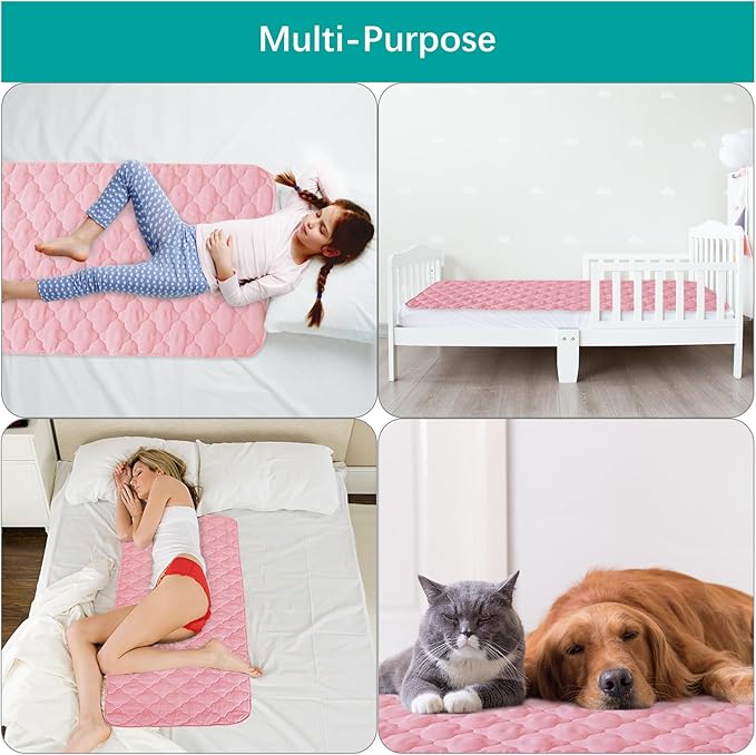Waterproof Crib Mattress Protector Pad 28" x 52",Non-Slip & Absorbent Mattress Pad for Baby Standard Crib/Bed, Quilted Machine Washable Pink