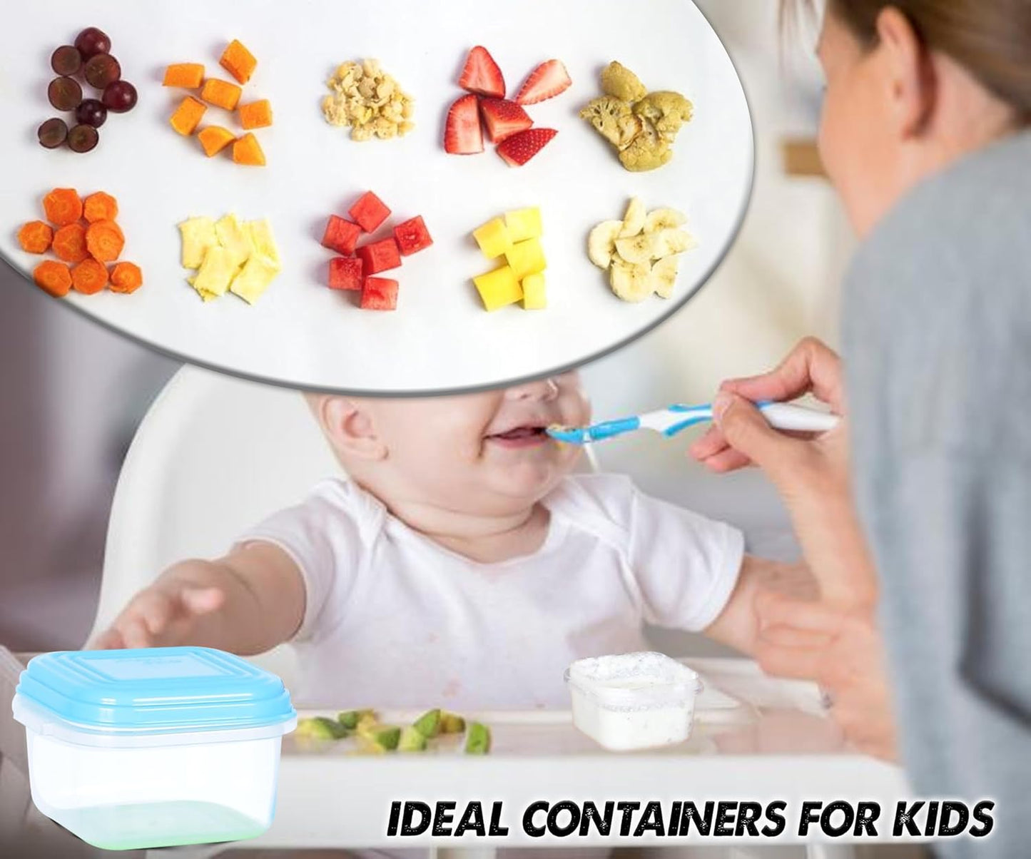 ARSUK Baby Food Containers (4oz/120ml, 8 Pack) - Small Plastic Containers with Lids - Toddler Snack Containers - Reusable Freezer Safe Food Storage Jars - BPA-Free, Leakproof & Microwave Safe