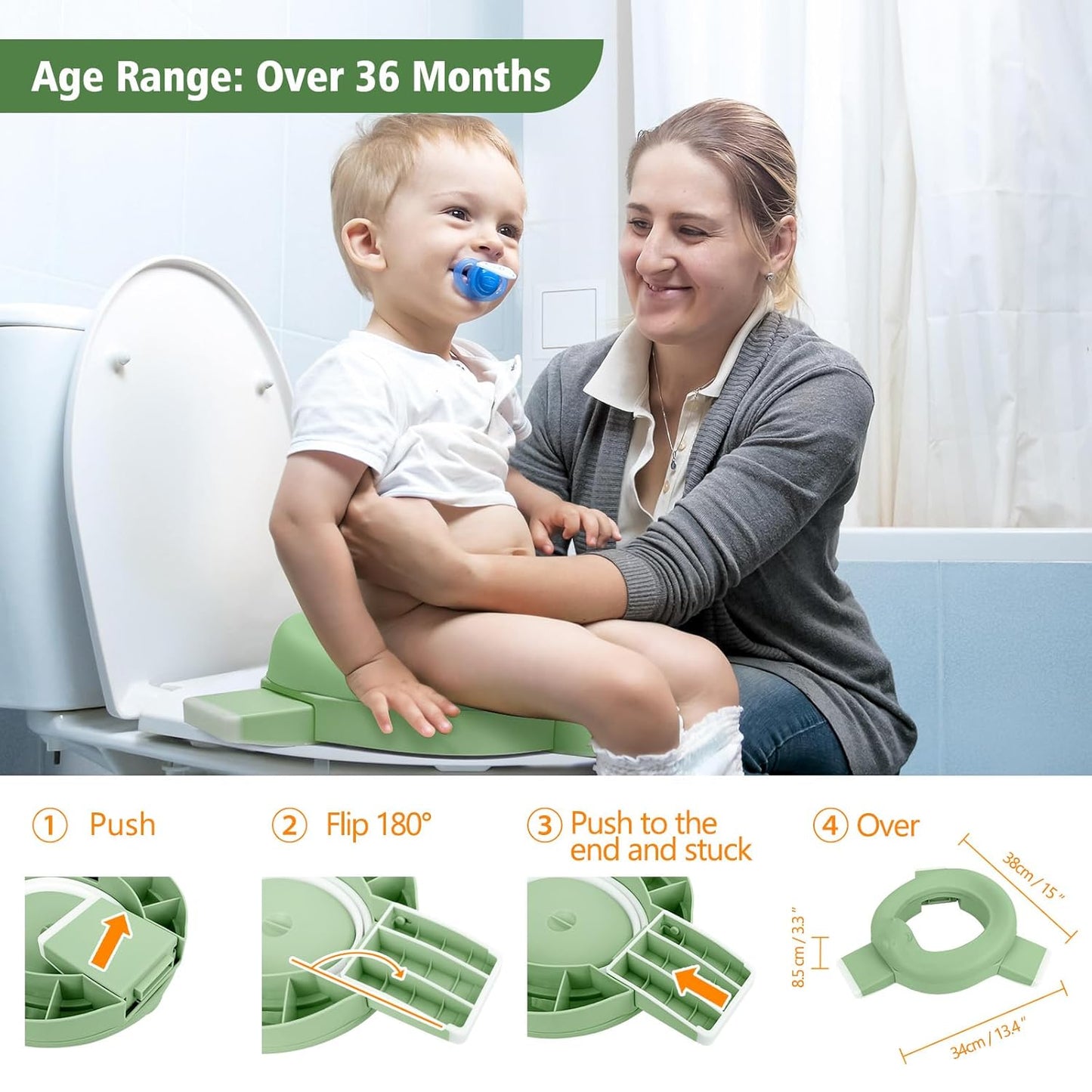 MCGMITT Potty Training Toilet Seat for Toddlers Boys Girls, Portable Baby Toilet Folding Kids Potty Chair Cover with Splash Guard for Travel, Including 3 Non-Slip Feet and Storage Bag (Blue)