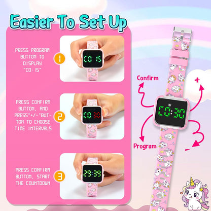 Potty Training Watch and Board Book for Kids: Water Resistant Potty Watches for Toddler Boys Rechargeable Toilet Reminder Dinosaur Toddler Watch 1-3 Birthday Gifts for 2 3 4 Year Old Boy (Blue)