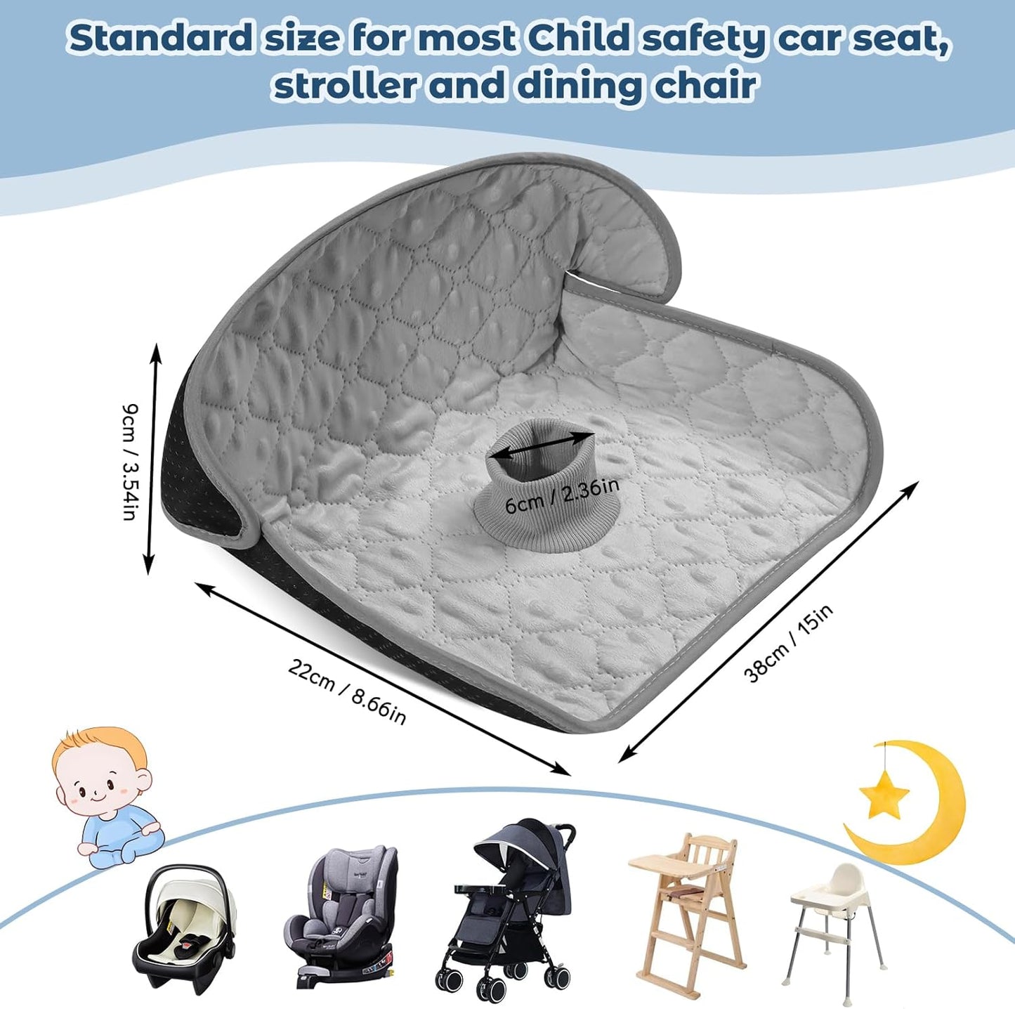 2 Pack Winter Car Seat Protector for Potty Training Piddle Pads Waterproof Carseat Protector for Baby Infant Toddler Machine Washable Liner for Child Safety Car Seat Stroller Dinner Chair (Black)