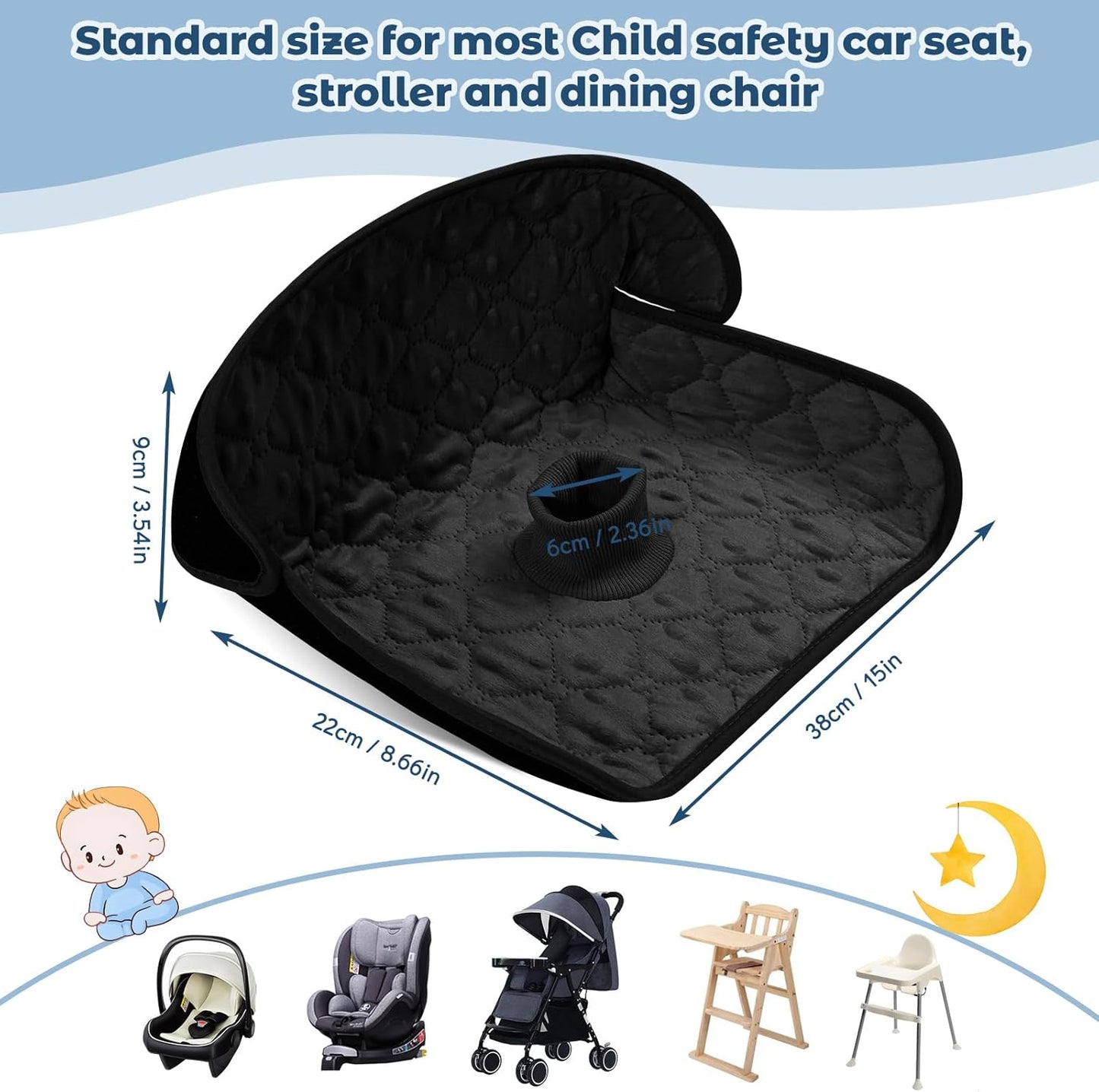 2 Pack Winter Car Seat Protector for Potty Training Piddle Pads Waterproof Carseat Protector for Baby Infant Toddler Machine Washable Liner for Child Safety Car Seat Stroller Dinner Chair (Black)