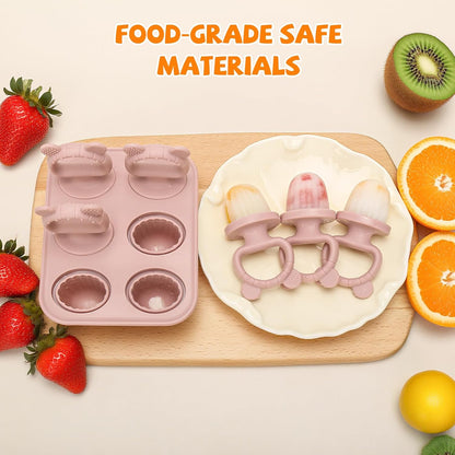 2-in-1 BPA-Free Ice Pop Molds & Silicone Baby Teethers for Teething Relief | Easy Fill Feeder for Breastmilk, Puree & Baby Food | Soothing, Fun & Safe Chewable Teething Toys for Infant & Toddler