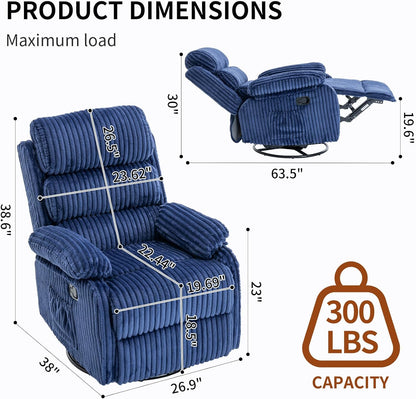Adult 360° Rocking Recliner Chair，Nursery Rocker Reclining Chair with Side Pocket, a Comfy upholstered Single Sofa Armchair. Suitable for Living Room, Bedroom Nursing use, Velvet Fabric in Beige
