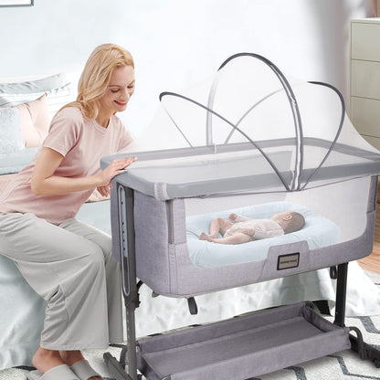 Beberoad Love Bassinet Mosquito Net Cover, Breathable Mesh Canopy with 2-Way Zipper for Bedside Sleepers (White)