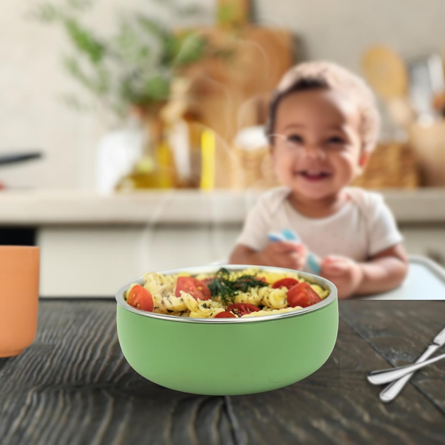 Monkey Proof™ Non-Toxic Stainless Steel Child Bowl 5” with Non-Slip Silicone Shell, Multi-color, (Set of 4 bowls) Unbreakable, Mess Free Feeding for Babies, Toddlers, Kids, BPA free