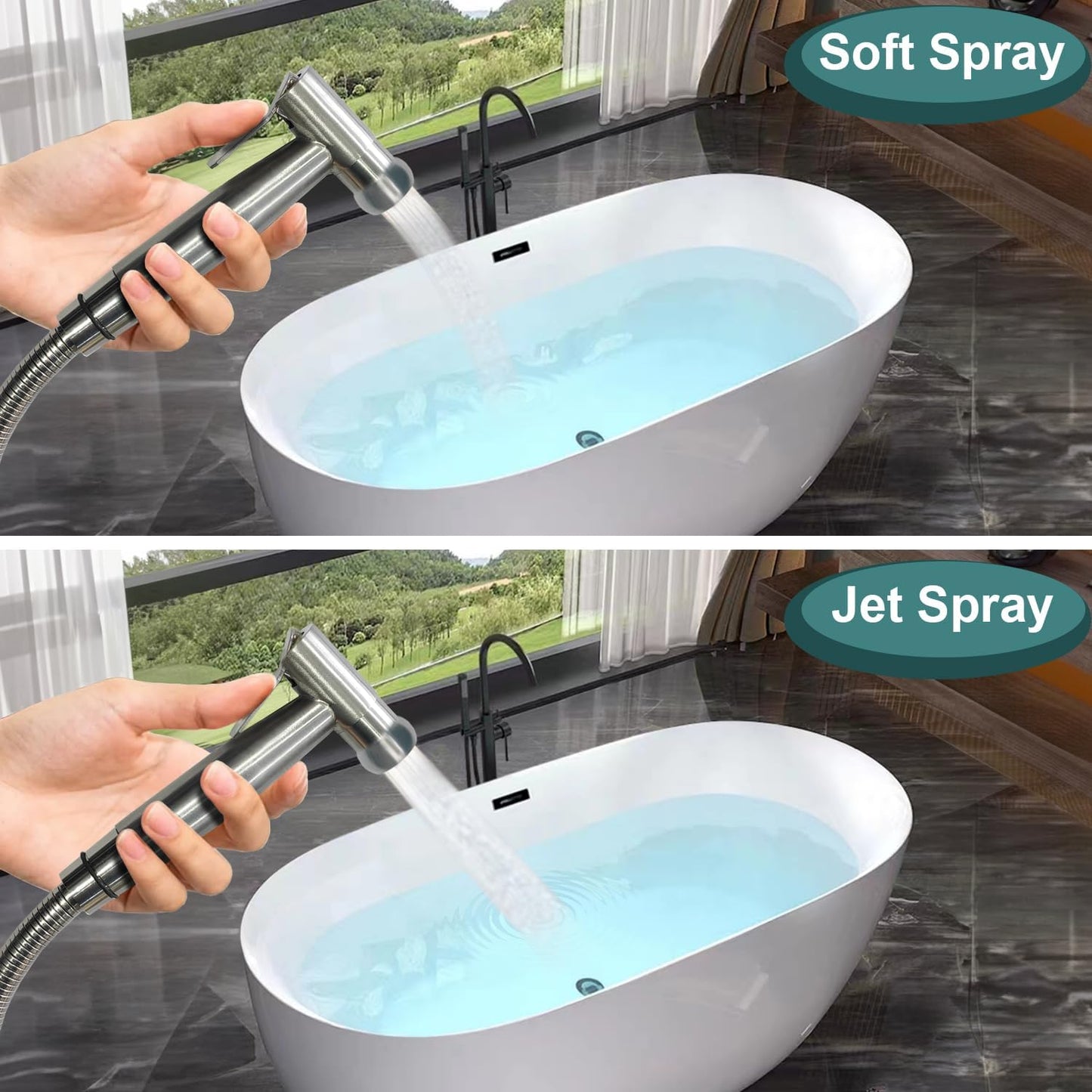 New Version Handheld Bidet Sprayer for Toilet, Premium Stainless Steel Bathroom Bidet Sprayer Set, Baby Cloth Diaper Sprayer with Superior Complete Spray Hoses Kit, Support Wall or Toilet Mount