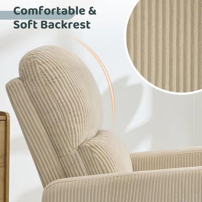 Swivel Rocker Recliner, Oversized Boucle Glider Recliner Nursery, Manual Swivel Rocking Reclining Chairs with Removable Cushion and Lumbar Support for Nursery Living Room Bedroom, Teddy White