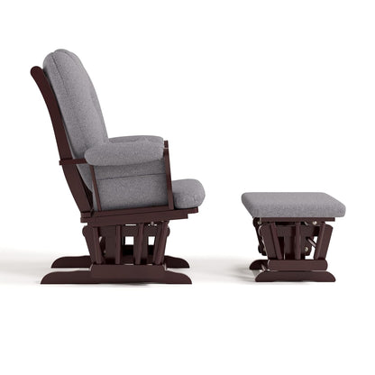 Storkcraft Tuscany Glider with Ottoman (Black/Gray) — GREENGUARD Gold Certified, Bonus Lumbar Cushion Included, Solid Wood Base, Smooth Motion, Award-Winning Nursery Rocking Chair, Glider and Ottoman