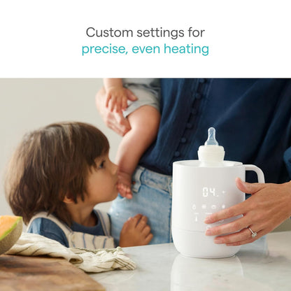 Munchkin Precision Baby Bottle Warmer for Breastmilk, Formula, Food Jars, and Sterilizing Small Parts - Compatible with All Bottle Brands, Glass, Silicone & Plastic, Digital Display, White (Plug-in)