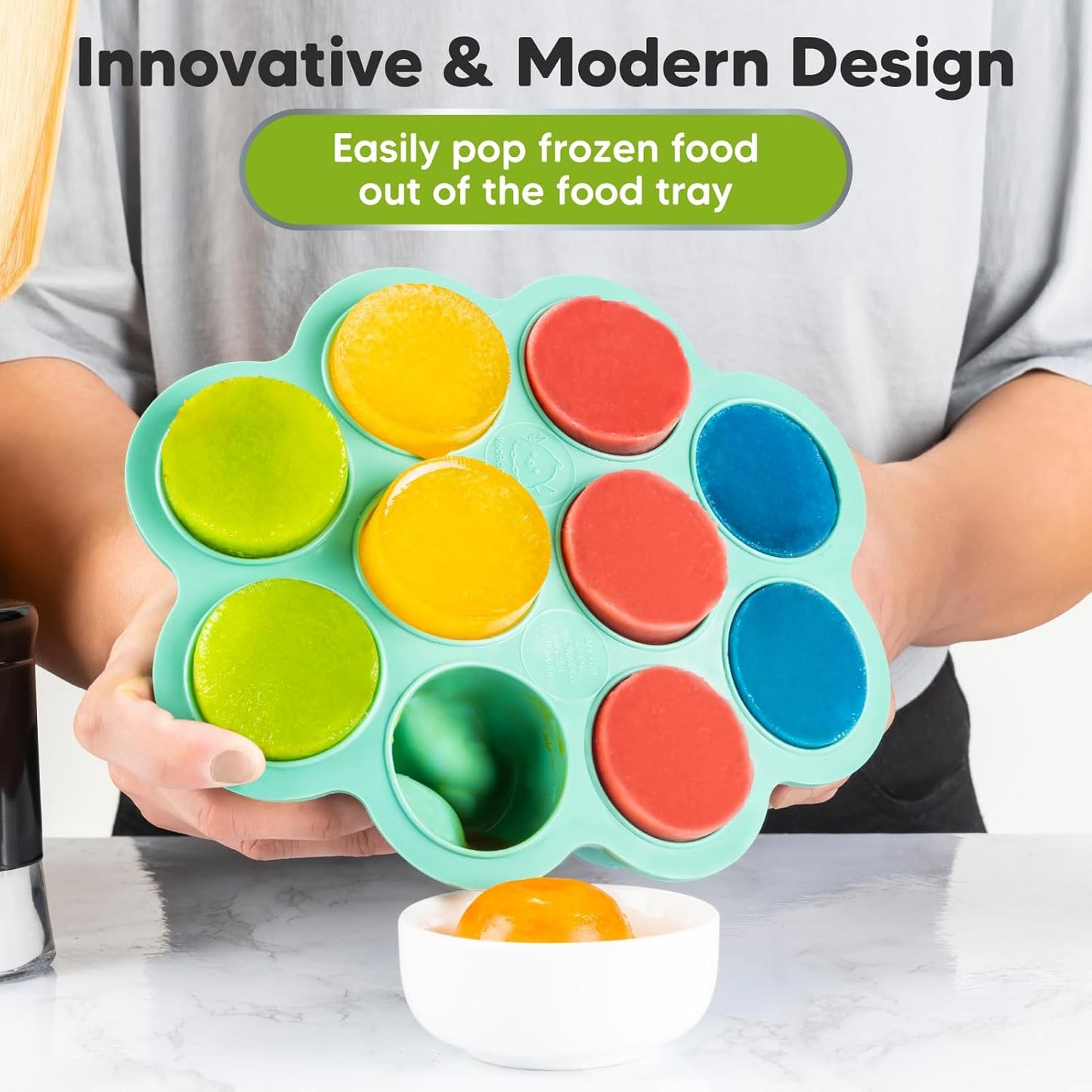 KeaBabies Silicone Food Freezer Trays with Lid, 2oz x 10 Pods Baby Food Storage Containers, Easy Puree Meal Prep, Breast Milk Silicone Freezer Molds, Dishwasher, Microwave Safe, BPA-Free (Chai Latte)