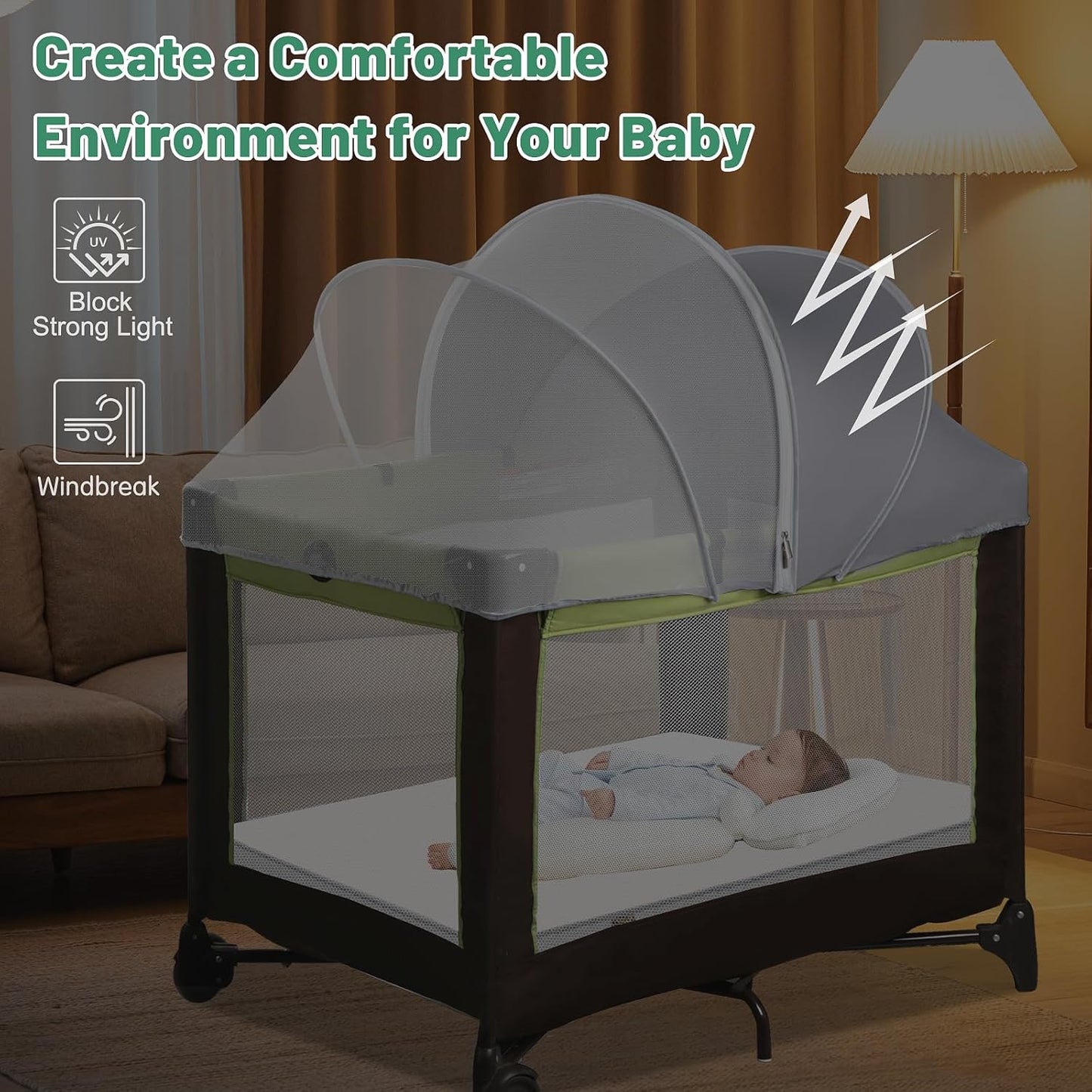 Bassinet Cover for Cats - Blackout Breathable Mosquito Net for Baby Bedside Sleepers & Travel Cribs, 2-Way Zipper Bug Canopy Tent to Block Light & Keep Cats Out (Black-Small)