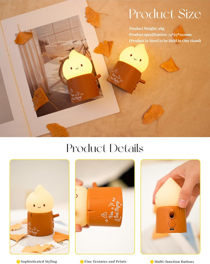 3pcs Cozy Campfire Nightlight Kits, Soothing Nature Sounds, White Noise Night Light for Baby Adult, Rechargeable, Cute Flame Lamp, Best Gift for Kids Bedrooms Camping Trips