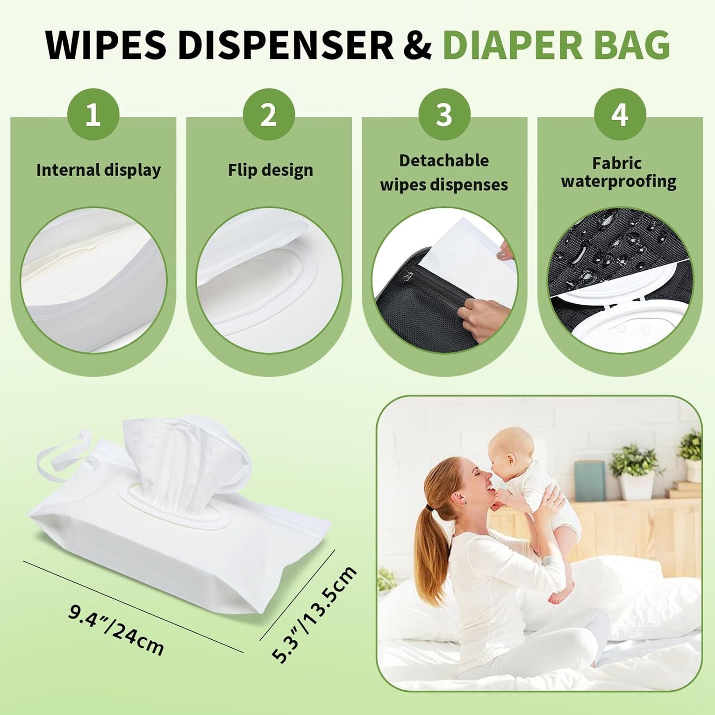 Diaper Bag Organizer with 2 Pieces Wipes Dispensers, Portable Stroller Mini Diaper Bag Pouches Travel Gear, Foldable Newborn Baby Essentials, Small Clutch, PInk