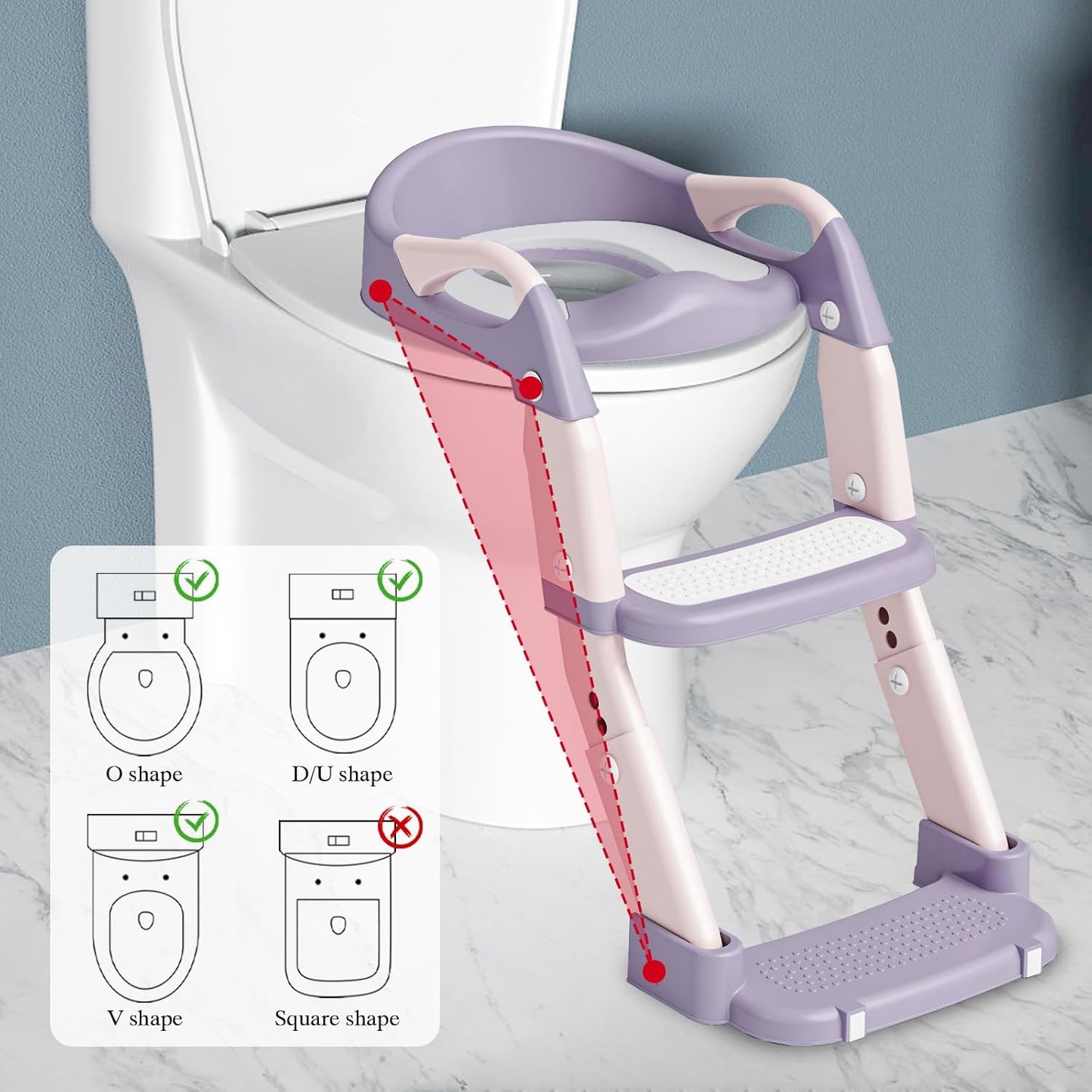 XIGGA 3 in 1 Potty Toilet Training Seat with 2-level Adjustable Steps, Equipped with Waterproof Cushion and Non Slip Step Stool, Dedicated Toilet Seat for Boys Girls - Green
