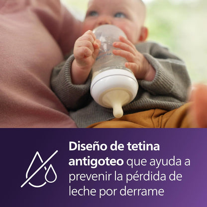 Philips Avent Natural Baby Bottles with Natural Response Nipples (Medium Flow, Flow 3), 9oz, 4-Pack, SCY903/04