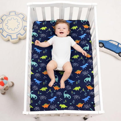 PHF 3 Pack Soft Mini Crib Sheets, Floral & Animal Pack N Play Sheets for Baby Boys Girls, No Slip Universal Fit for Pack N Play, Playard, Portable and Mini Crib Mattresses,Floral & Animal